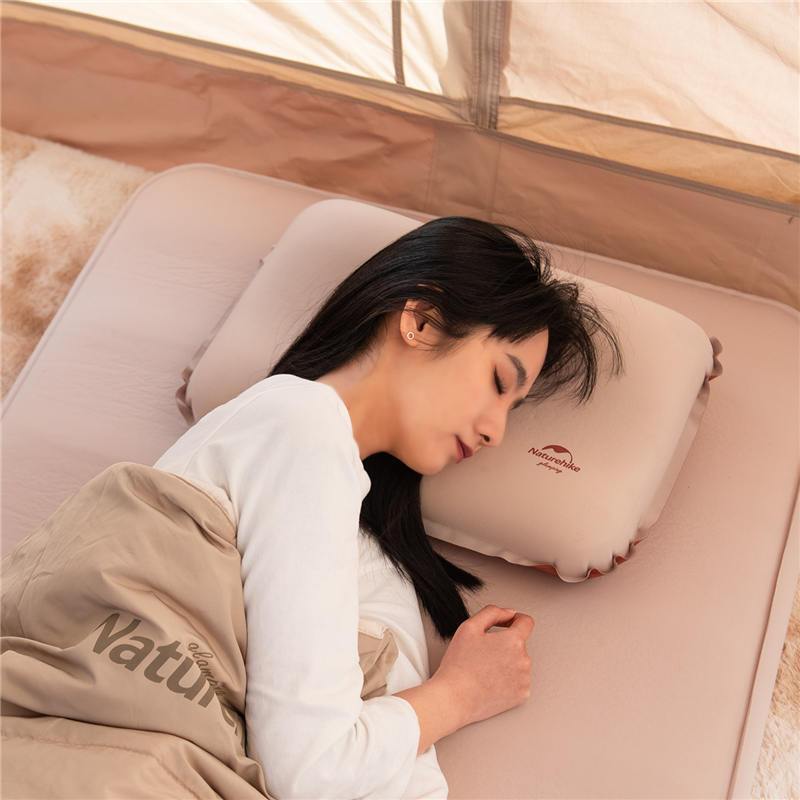 Inflatable Air Camping Pillow Apricot Mats & Pillows by Naturehike | campsifu