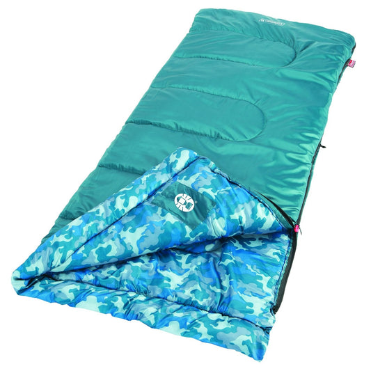 Kids Camo™ 45°F Youth Sleeping Bag, Blue Camo Sleeping Bags by Coleman | campsifu