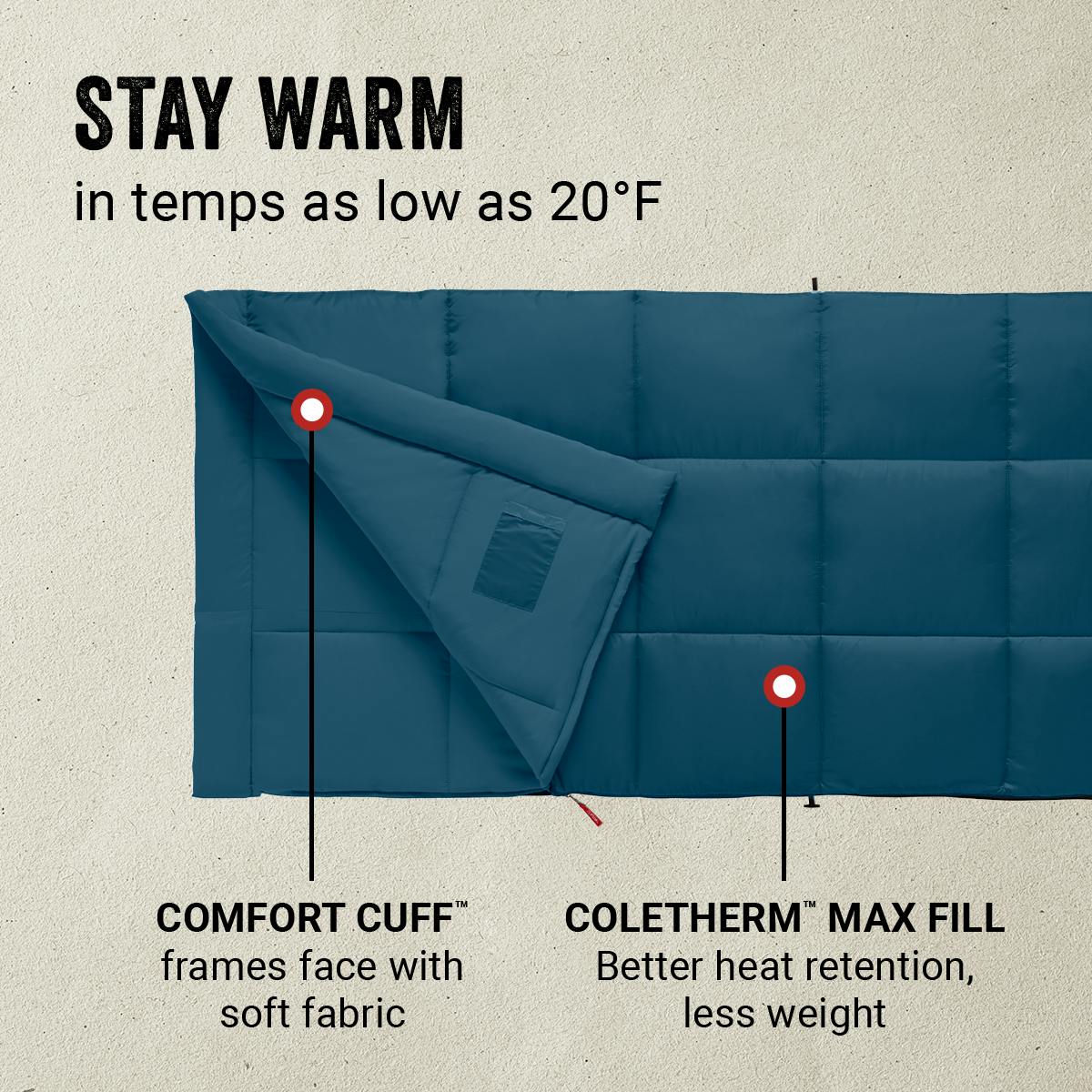 Kompact™ 20°F Rectangle Sleeping Bag, Space Sleeping Bags by Coleman | campsifu