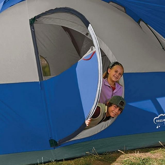 Montana Spacious 8 Person Cabin Camping Tent w/ Hinged Door, Blue Tents by Coleman | campsifu