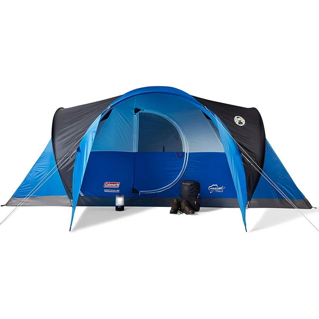 Montana Spacious 8 Person Cabin Camping Tent w/ Hinged Door, Blue Tents by Coleman | campsifu