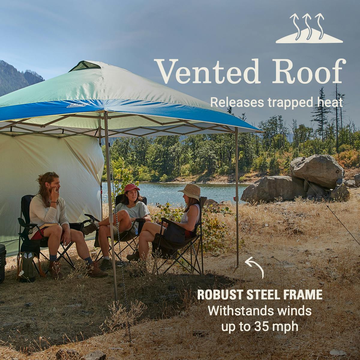 OASIS™ 10 x 10 Canopy with Sun Wall, Moss Shelters by Coleman | campsifu