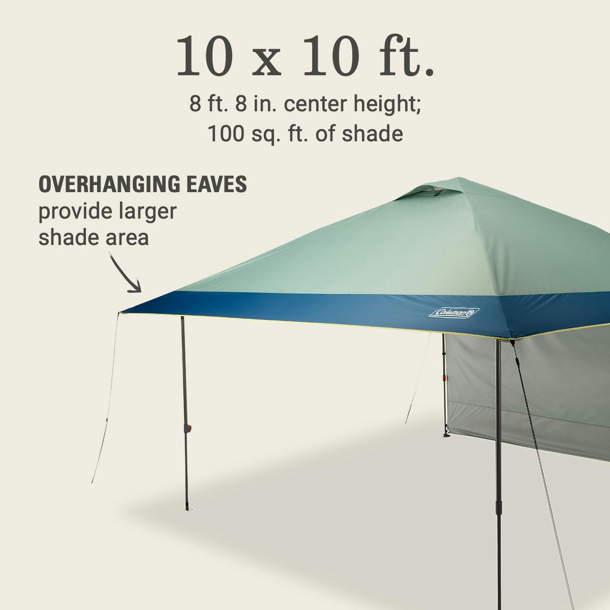 OASIS™ 10 x 10 Canopy with Sun Wall, Moss Shelters by Coleman | campsifu