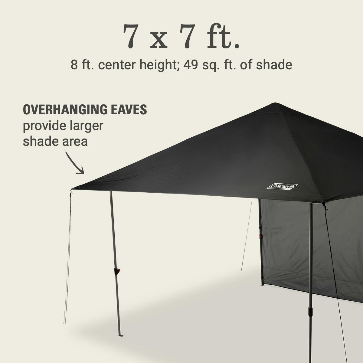 OASIS™ Lite 7 x 7 Canopy with Sun Wall, Black Shelters by Coleman | campsifu