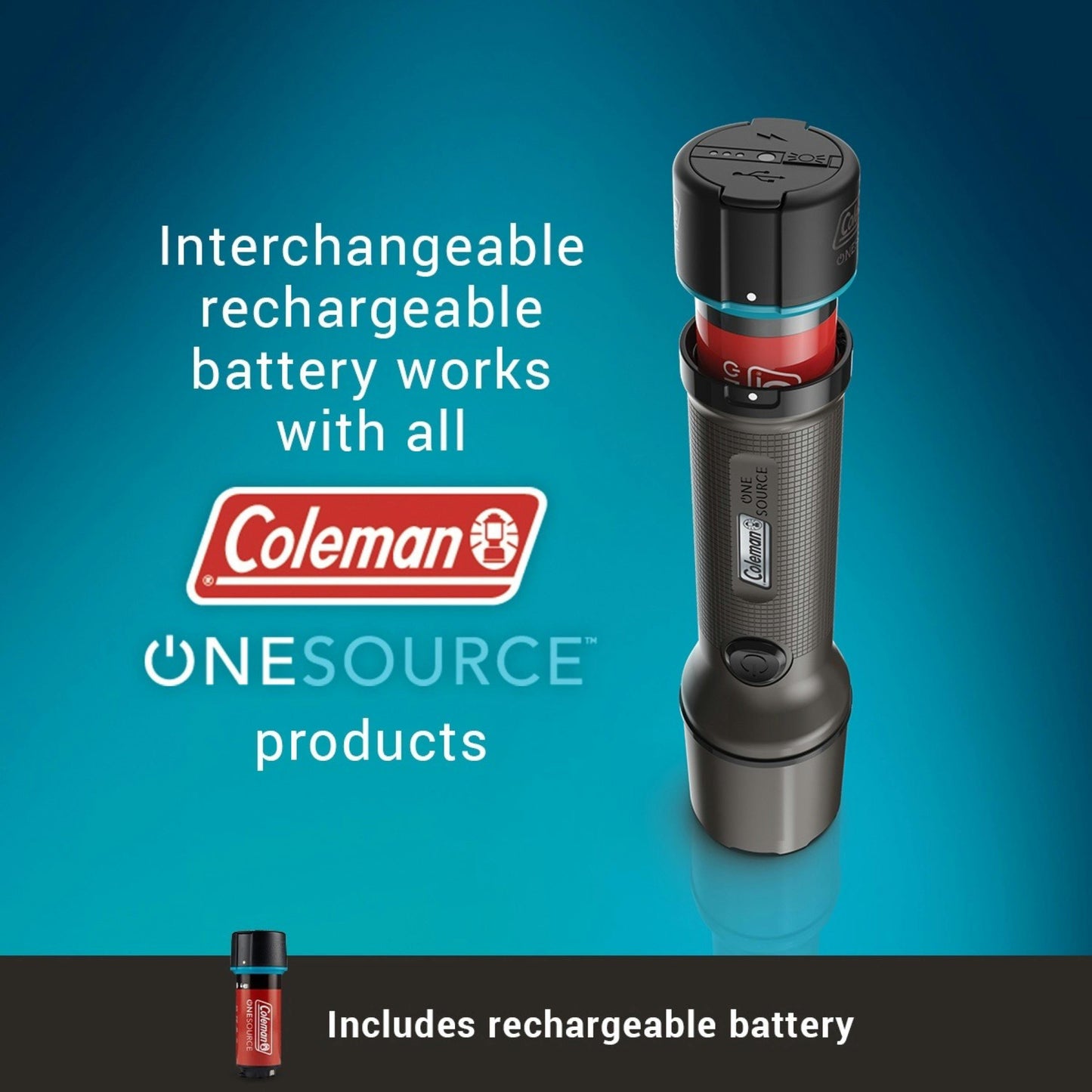 OneSource™ 1000 Lumens LED Flashlight & Rechargeable Lithium-Ion Battery Flashlights by Coleman | campsifu