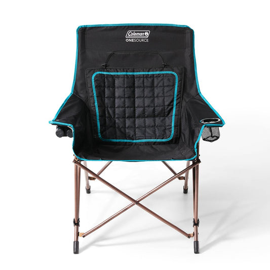 OneSource™ Heated Chair & Rechargeable Battery, Black/Carribbean Blue Chairs by Coleman | campsifu