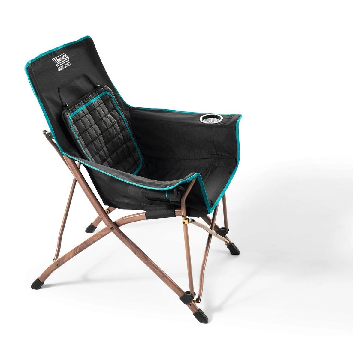 OneSource™ Heated Chair & Rechargeable Battery, Black/Carribbean Blue Chairs by Coleman | campsifu