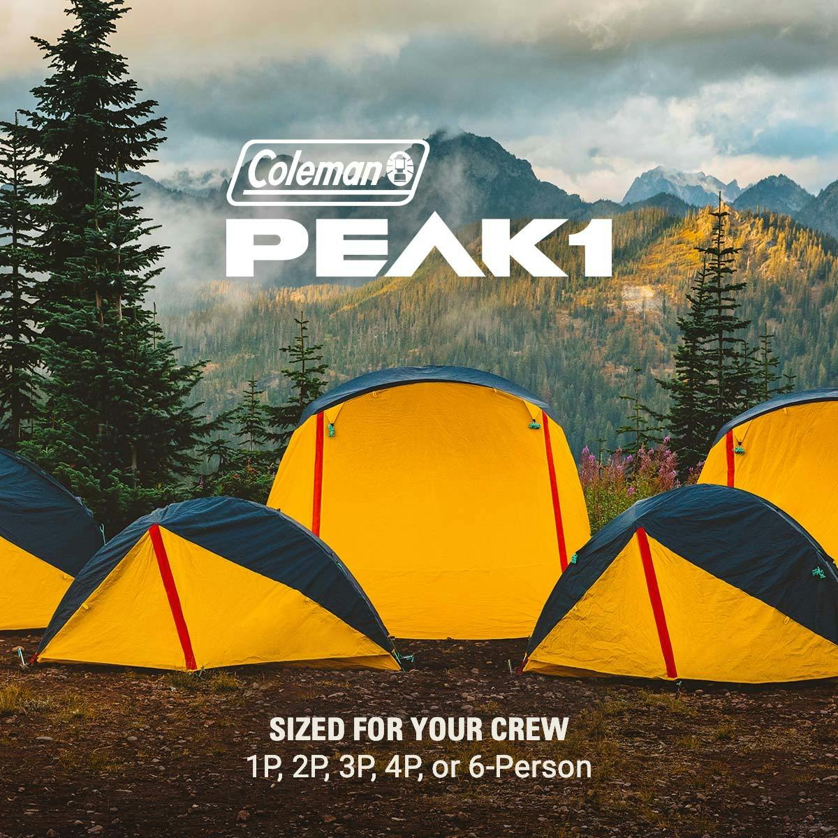 PEAK1™ 1-Person Backpacking Tent, Marigold/ Dark Stone Tents by Coleman | campsifu