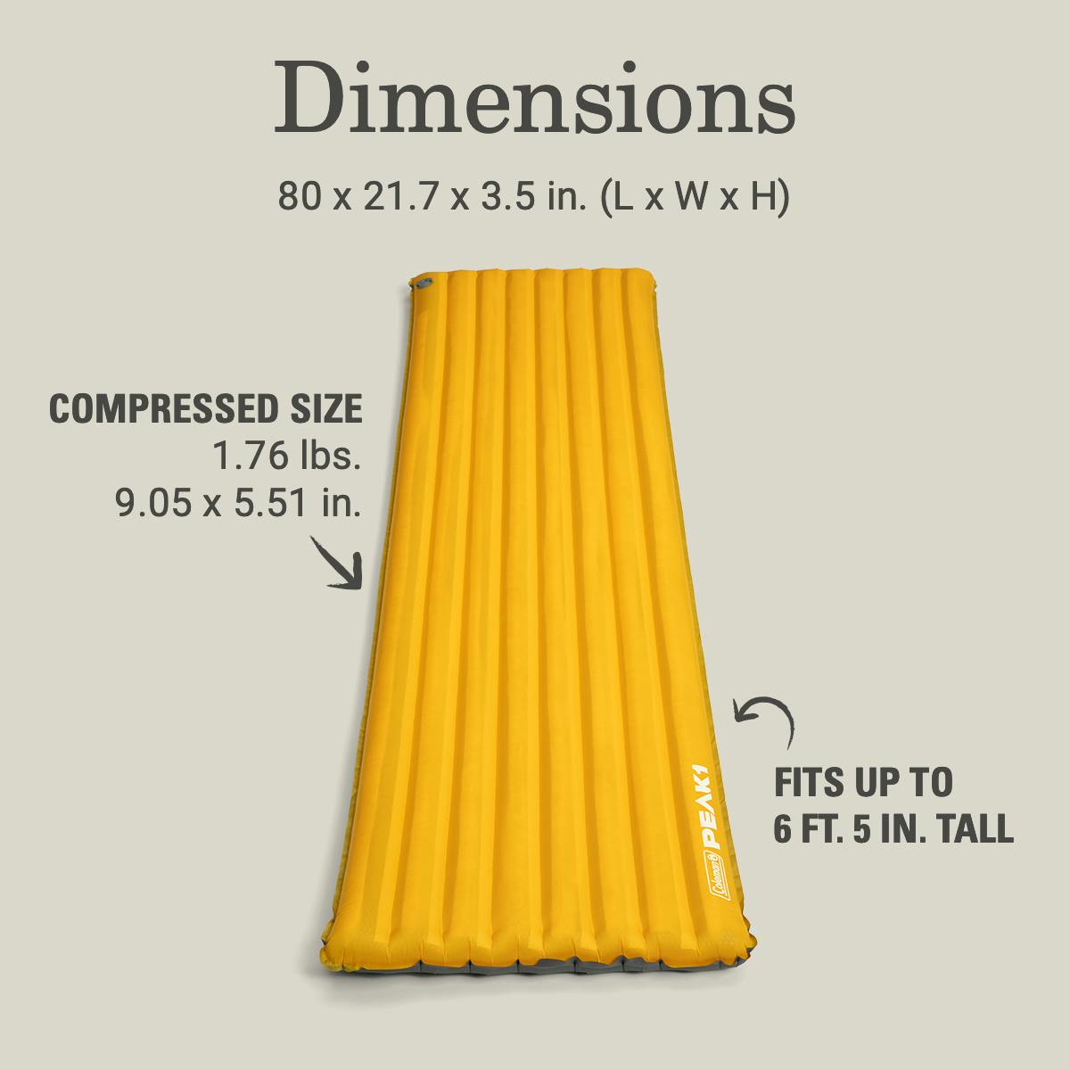 PEAK1™ Sleeping Pad - Regular, Marigold Sleeping Bags by Coleman | campsifu