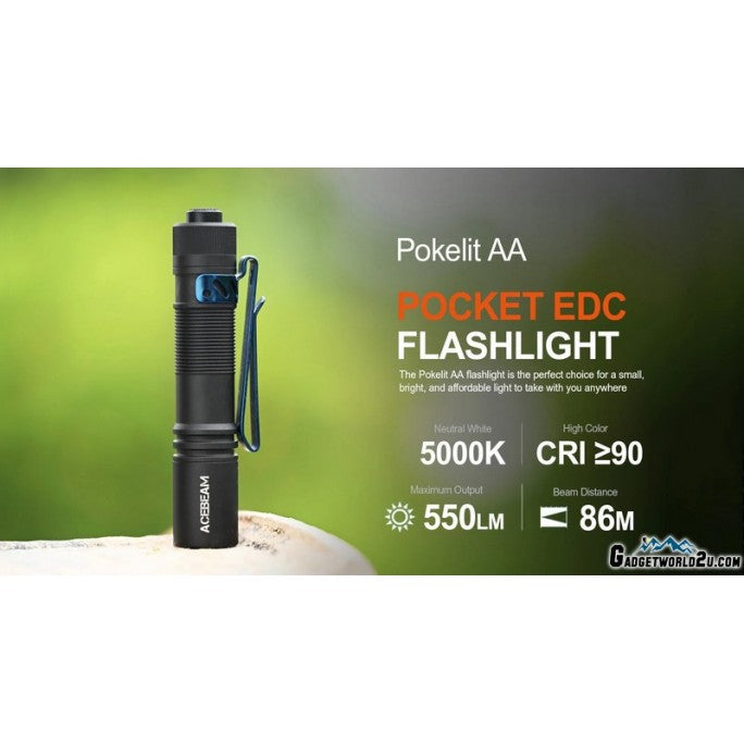 Pokelit AA Black Nichia 219F High CRI90 LED 550 Lumens Flashlight boatyardmalaysia