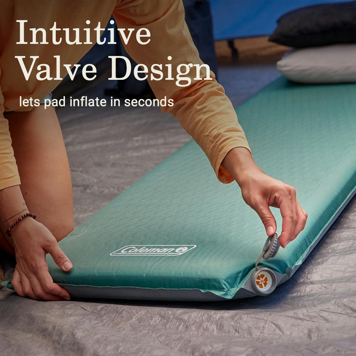 Silver Springs™ Self-Inflating Camping Pad, Blue Spruce Sleeping Bags by Coleman | campsifu