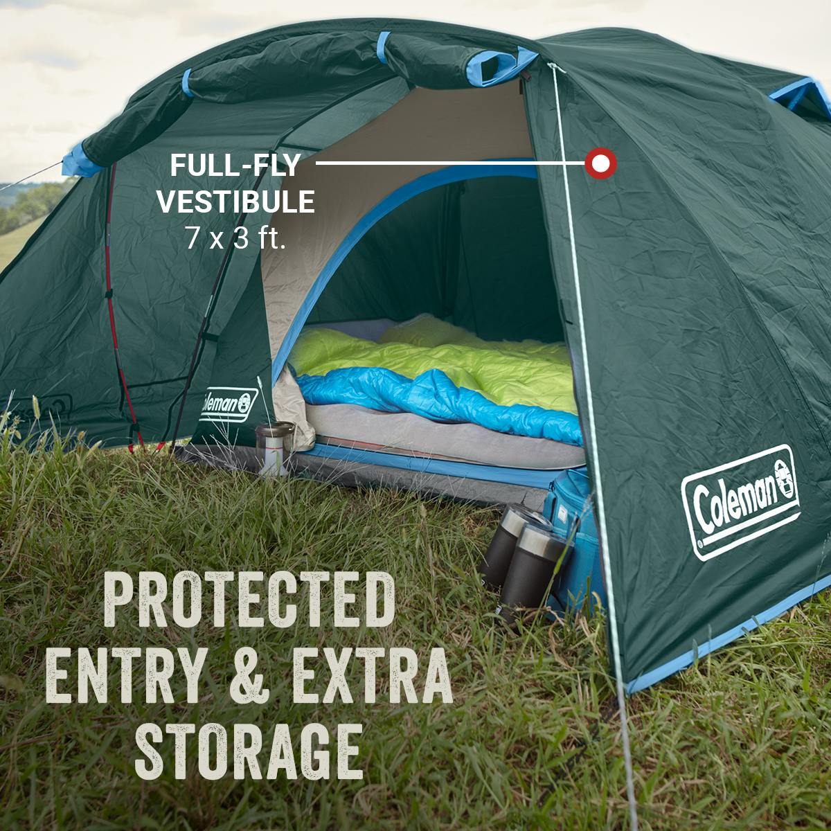 Skydome™ 2-Person Camping Tent with Full-Fly Vestibule, Evergreen Tents by Coleman | campsifu