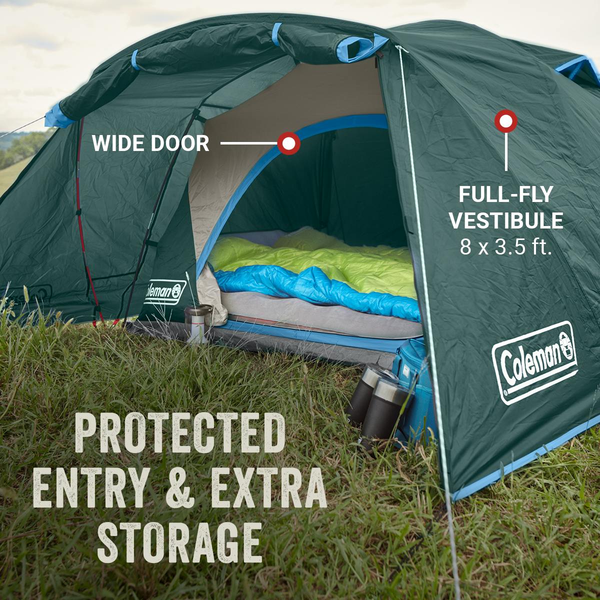 Skydome™ 4-Person Camping Tent with Full-Fly Vestibule, Evergreen Tents by Coleman | campsifu