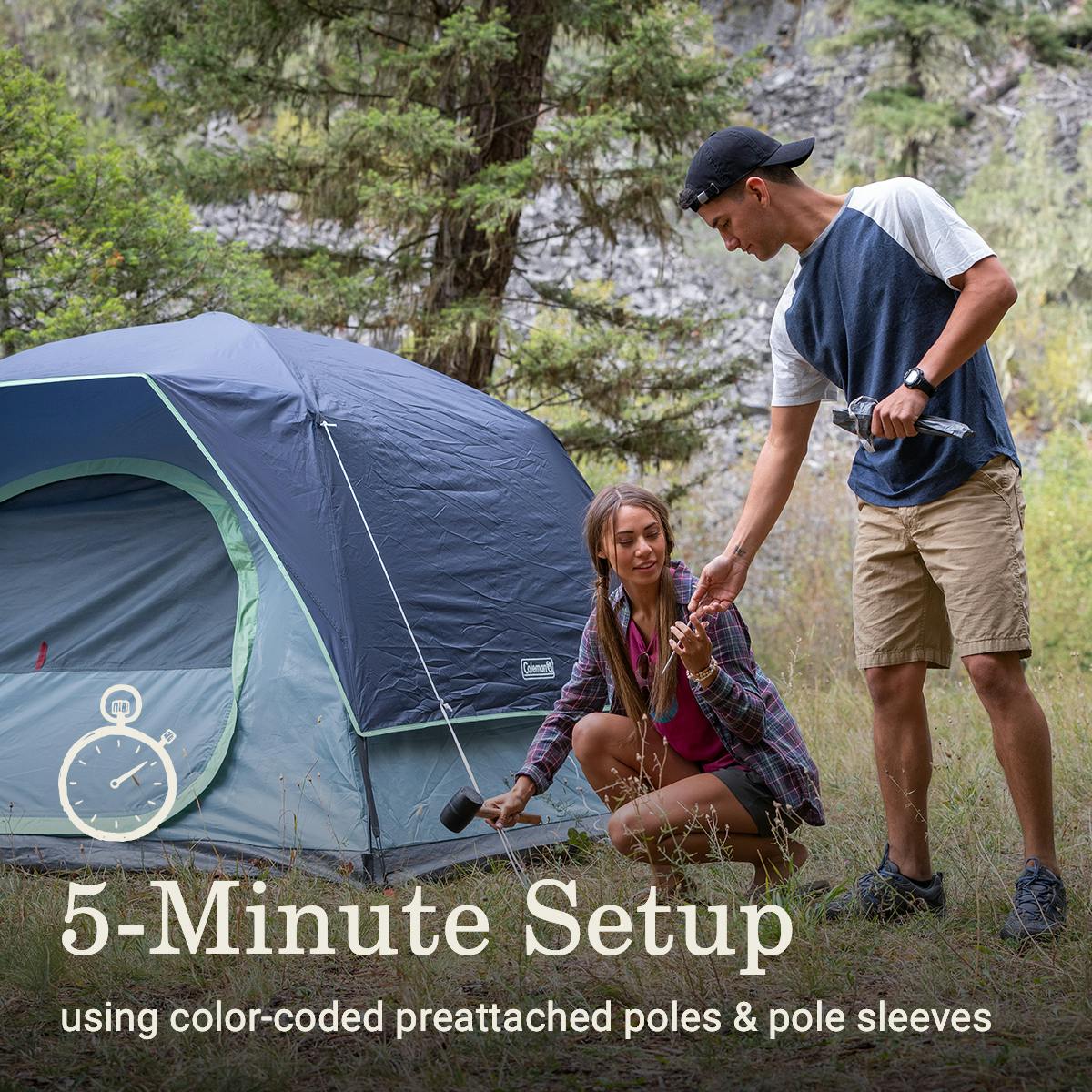 Skydome™ 4-Person Camping Tent with LED Lighting, Watersedge Tents by Coleman | campsifu