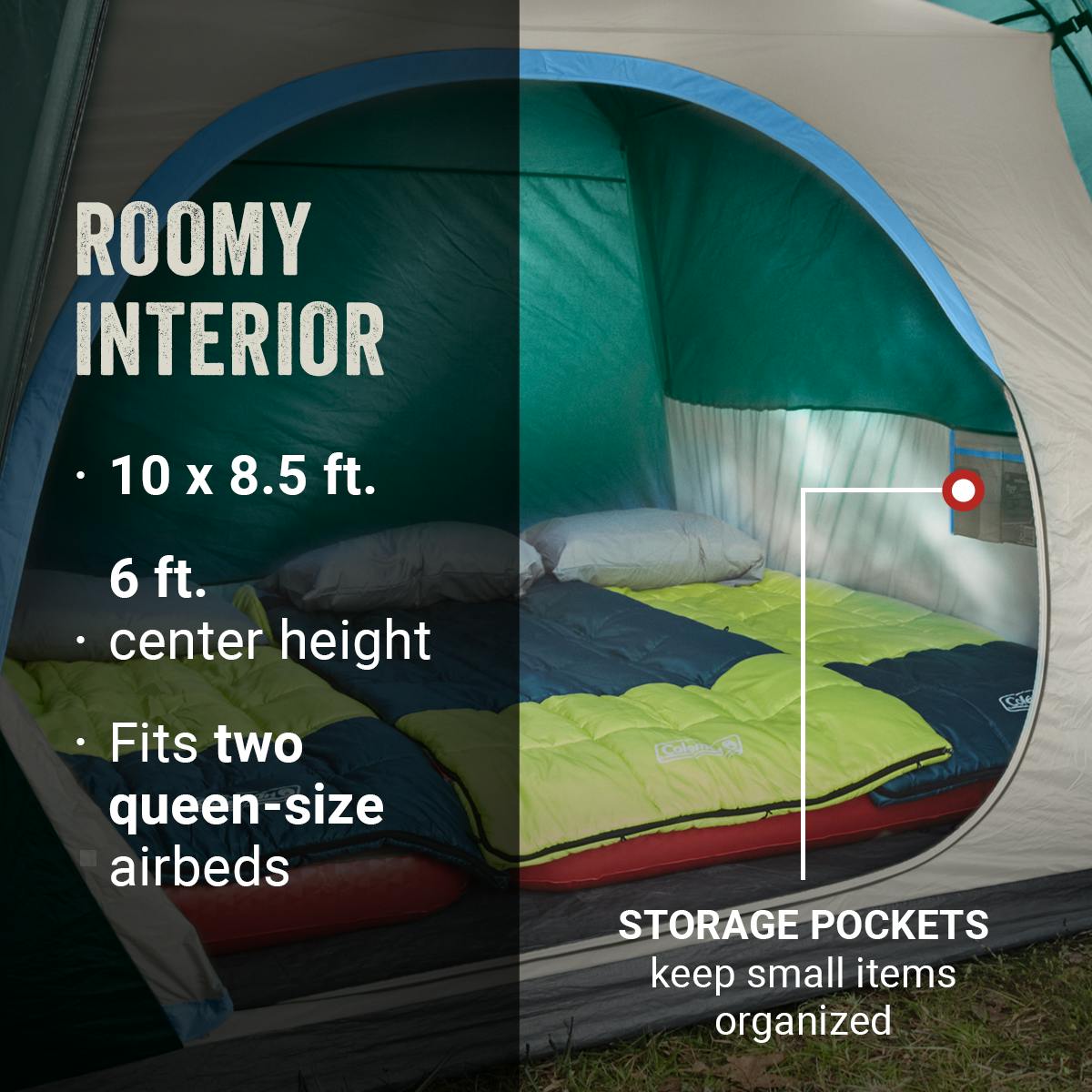 Skydome™ 6-Person Camping Tent with Full-Fly Vestibule, Evergreen Tents by Coleman | campsifu