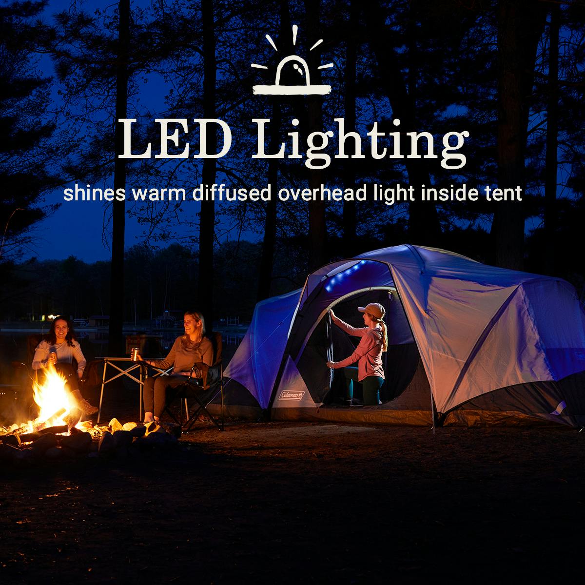 Skydome™ XL 8-Person Camping Tent with LED Lighting, Watersedge Tents by Coleman | campsifu