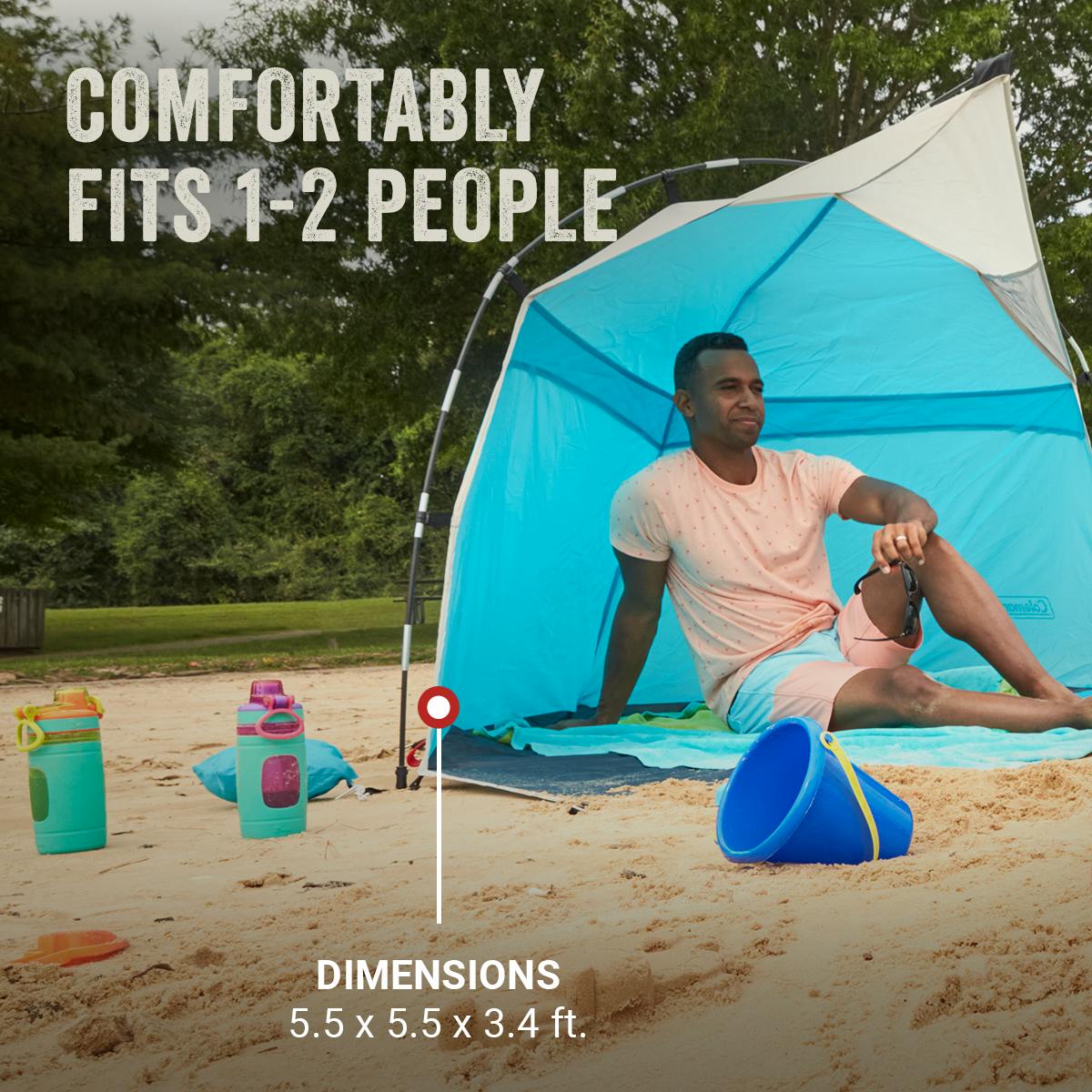 Skyshade™ Small Compact Beach Shade, Caribbean Sea Shelters by Coleman | campsifu