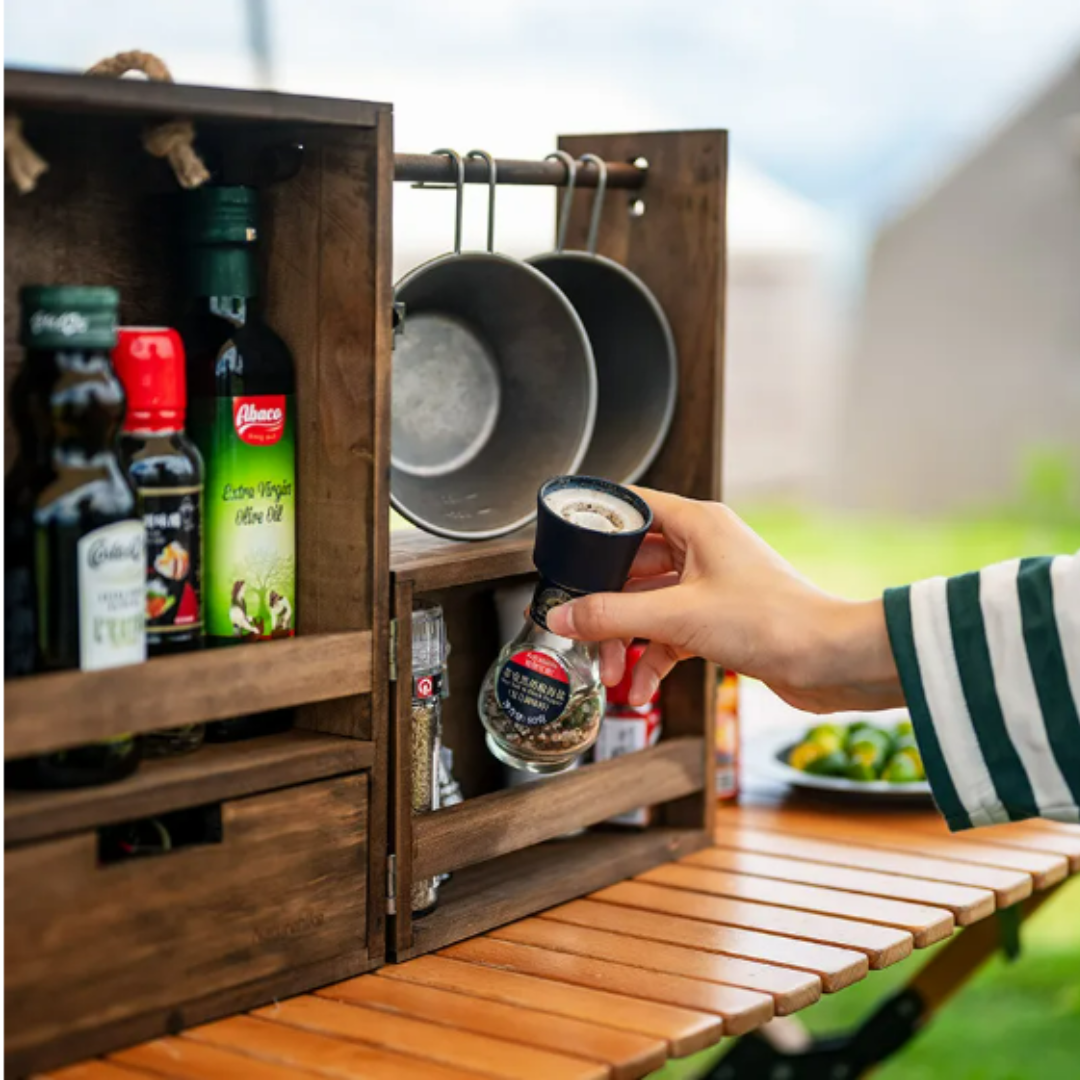 Split Multi-Layer Seasoning Cabinet Brown Storage (Camp Kitchen) by Naturehike | campsifu