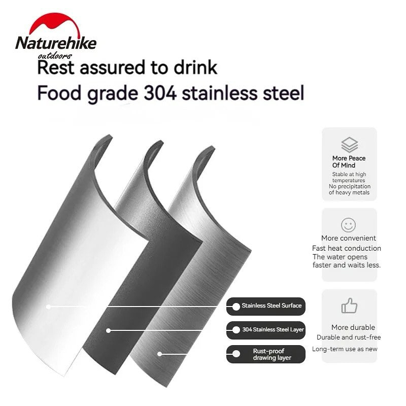 Stainless Steel Kettle Silver Coffee & Tea by Naturehike | campsifu