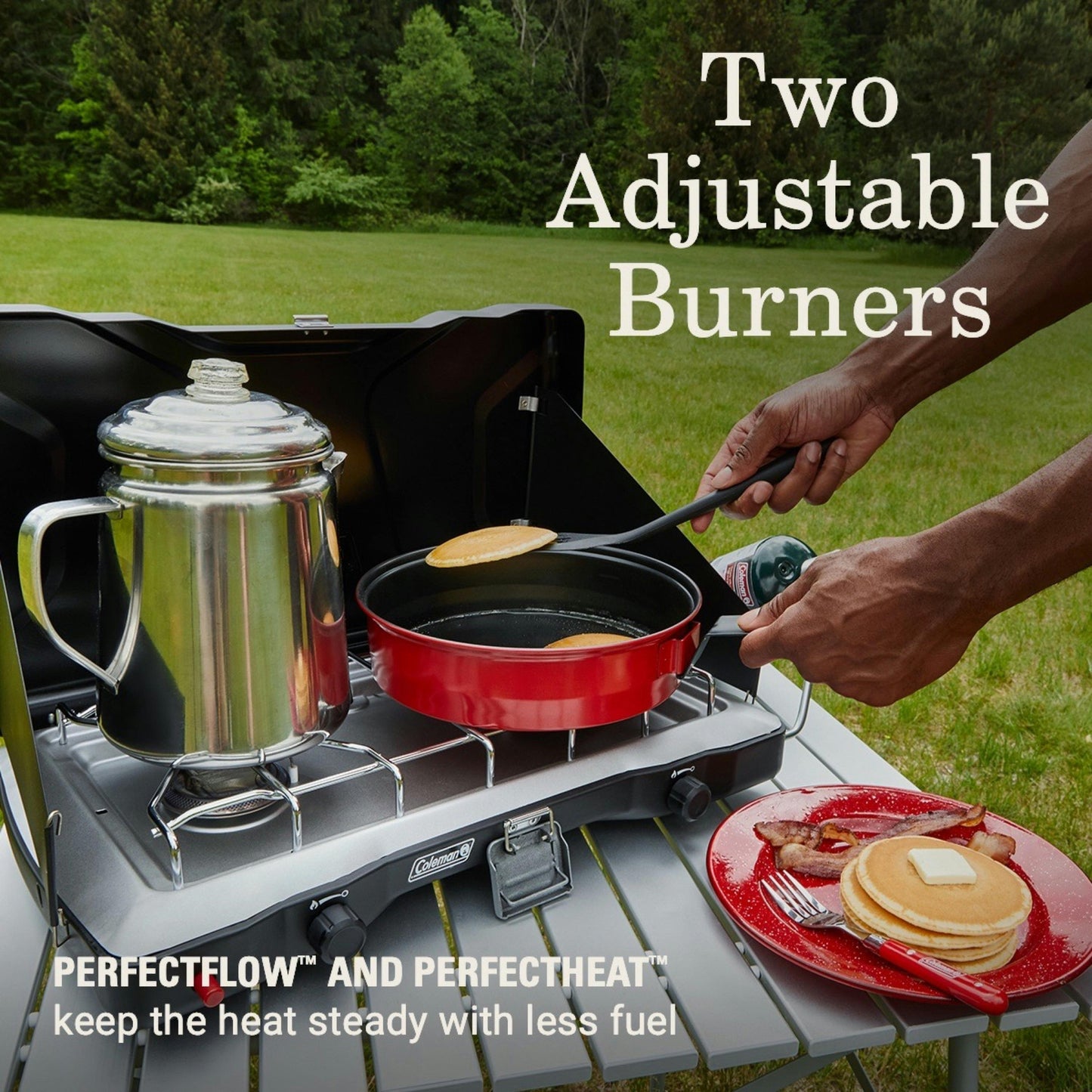 Triton™+ 2-Burner Propane Gas Camping Stove, Black Stoves by Coleman | campsifu