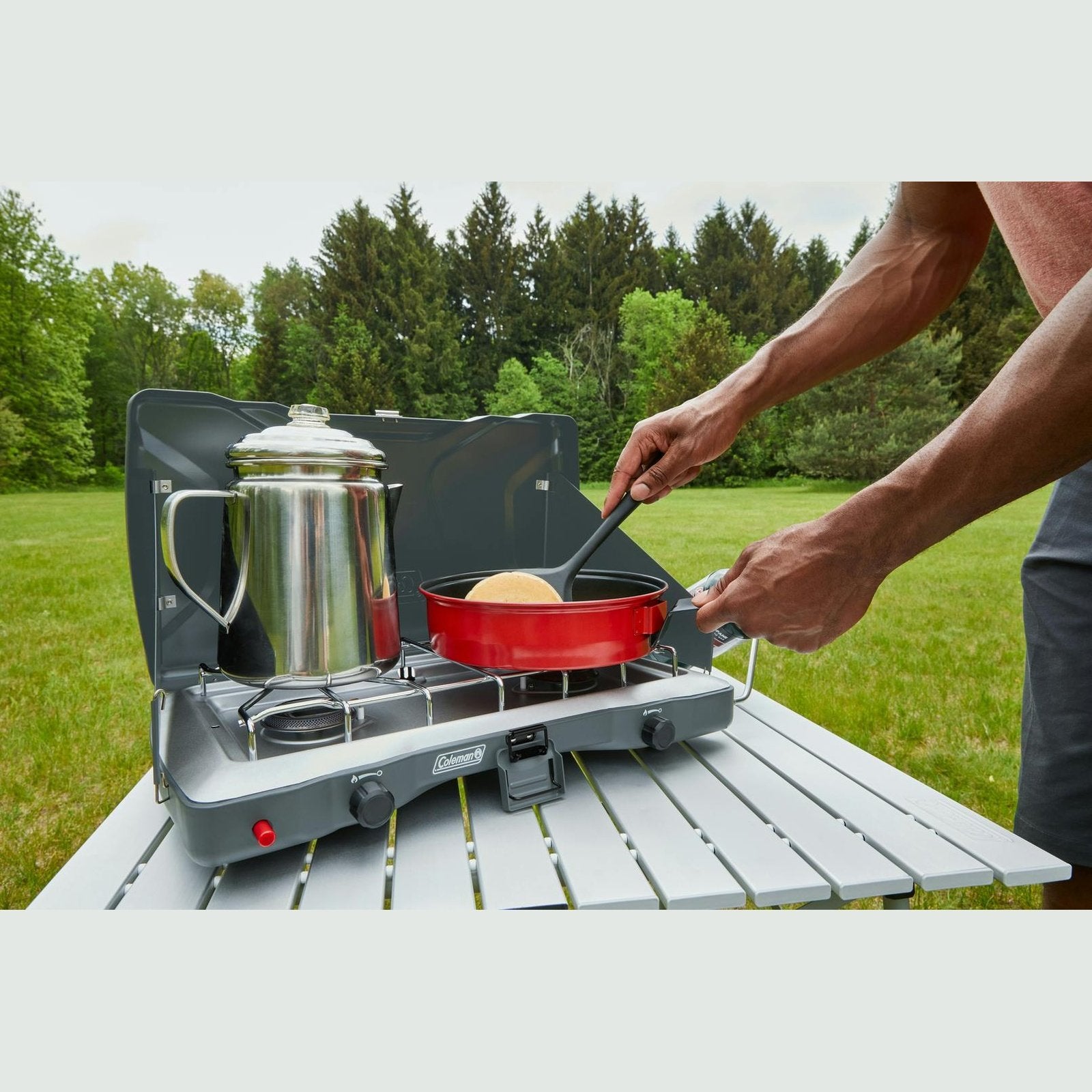 Triton™+ 2-Burner Propane Gas Camping Stove, Grey Stoves by Coleman | campsifu