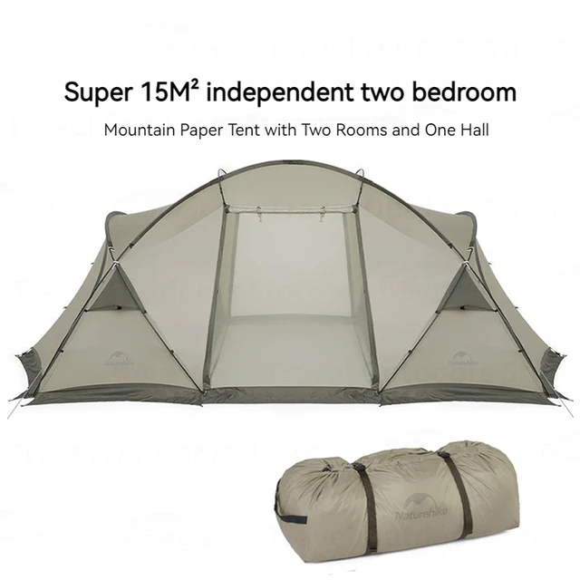 Two Bedroom 4-Person Tent Grey Tents by Naturehike | campsifu