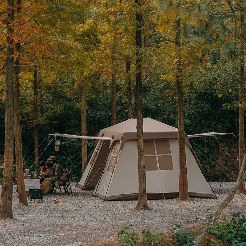 Village 17 8-Person Tent with Hall Pole Brown Tents by Naturehike | campsifu