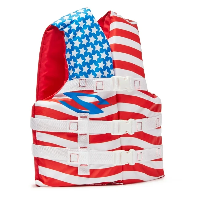 Youth Unisex Classic Series Universal Life Jacket Flotation Vest, American Flag Red Life Jackets by Stearns | campsifu